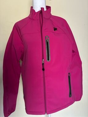 Fila Sport Hot Pink Fleece Lined Softshell Jacket Full Zip Women Size L